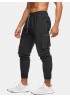 Mens Solid Color Multi Pocket Reflective Drawstring Sport Cargo Jogger Pants