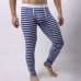 Mens Fall Winter Striped Thermal Pants Long Johns Pajamas