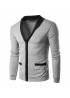 Classic Brief Fashion Neckline Sweatershirt Men’s Single  breasted Hit Color Knitting Cardigan