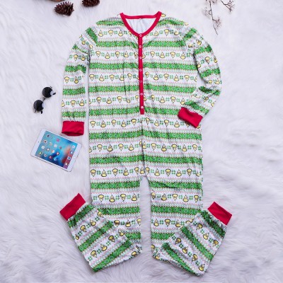 Mens Christmas Striped Pinting Sleepwear Jumpsuit Pajamas Set