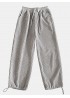 Mens Solid Corduroy Cotton Cargo Style Drawstring Cuff Pants With Pocket