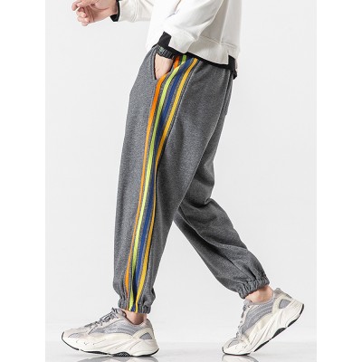 Mens Side Stripe Pocket Drawstring Jogger Pants