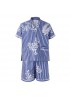 Mens Casual Cotton Khan Steamed Sauna Stripes Printing Sleepwear Suits Hotel Bath Clothes