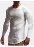 Mens Jacquard Slim Fit Solid Color Cotton Round Neck Casual Long Sleeve T  Shirt