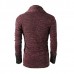 Mens Fashion Stitching Turn  down Collar Knitted Cardigans Casual Slim Fit Sweater